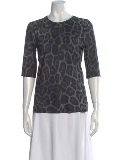 Pre-owned Stella Mccartney Animal Print Crew Neck T-shirt In Gray