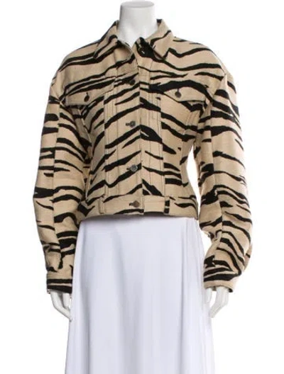 Pre-owned Stella Mccartney Animal Print Faux Fur Jacket In Neutral