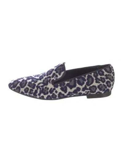 Pre-owned Stella Mccartney Animal Print Grosgrain Trim Loafers In Blue