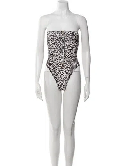 Pre-owned Stella Mccartney Animal Print Grosgrain Trim One-piece In Neutral