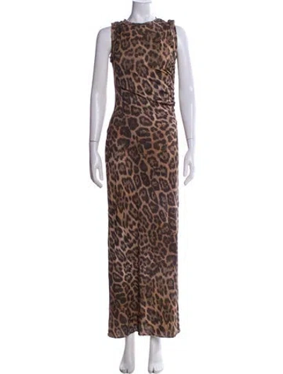 Pre-owned Stella Mccartney Animal Print Long Dress In Brown