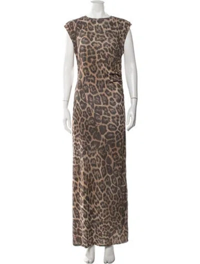 Pre-owned Stella Mccartney Animal Print Long Dress In Brown