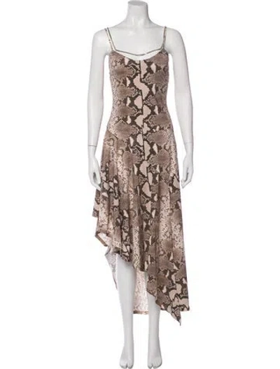 Pre-owned Stella Mccartney Animal Print Long Dress In Neutral