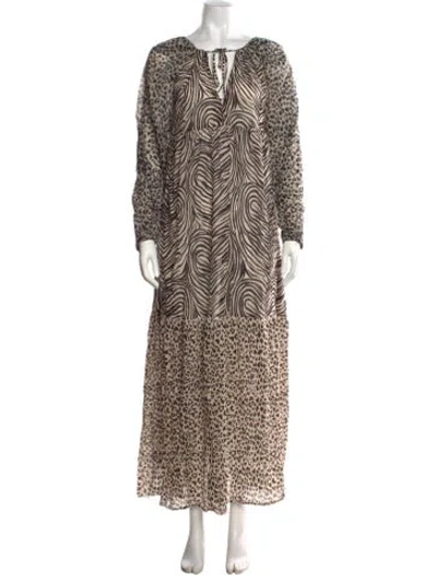 Pre-owned Stella Mccartney Animal Print Long Dress In Neutral