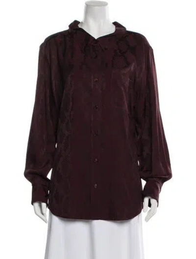 Pre-owned Stella Mccartney Animal Print Long Sleeve Button-up Top W/ Tags In Burgundy