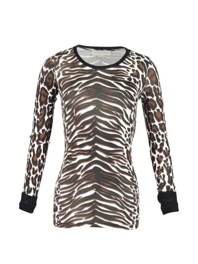 Pre-owned Stella Mccartney Animal-print Long-sleeve Top In Brown
