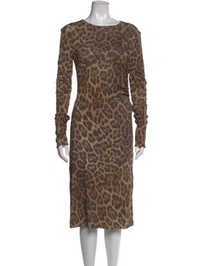 Pre-owned Stella Mccartney Animal Print Midi Length Dress In Brown