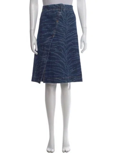 Pre-owned Stella Mccartney Animal Print Midi Length Skirt In Blue