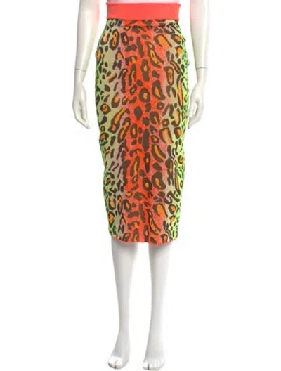 Pre-owned Stella Mccartney Animal Print Midi Length Skirt In Yellow