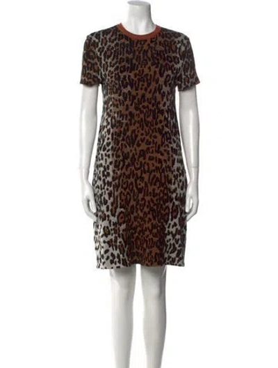 Pre-owned Stella Mccartney Animal Print Mini Dress In Brown