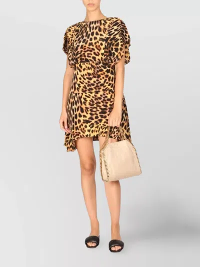 Stella Mccartney Animal Print Mini Dress With Asymmetric Hem