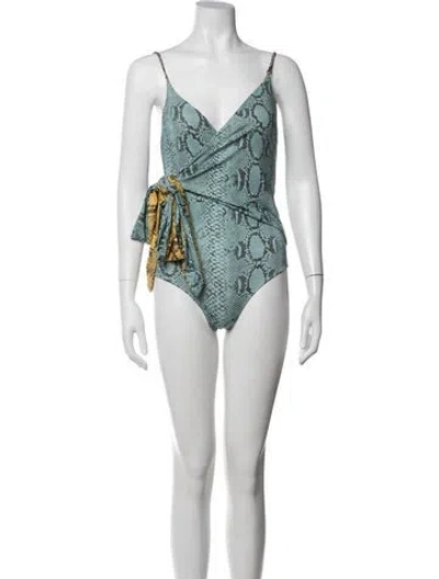 Pre-owned Stella Mccartney Animal Print One-piece In Blue/yellow