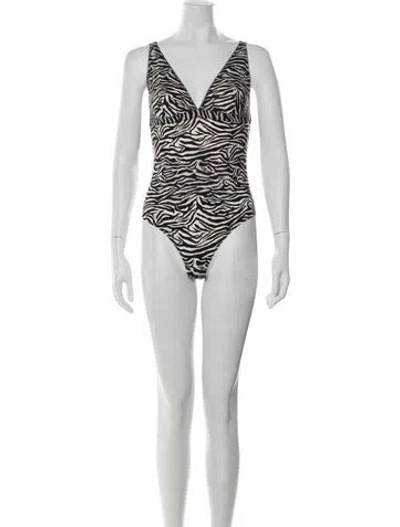 Pre-owned Stella Mccartney Animal Print One-piece In White
