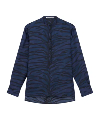 Stella Mccartney Animal Print Shirt In Dark Blue