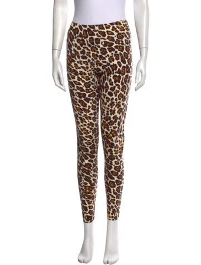 Pre-owned Stella Mccartney Animal Print Skinny Leg Pants In White