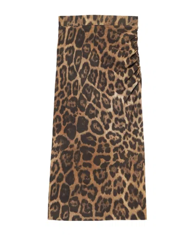 STELLA MCCARTNEY STELLA MCCARTNEY LEOPARD-PRINTED GATHERED SKIRT
