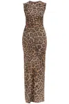 Stella Mccartney Ruched Leopard-print Jersey Midi Dress In Multicolor Brown (brown)