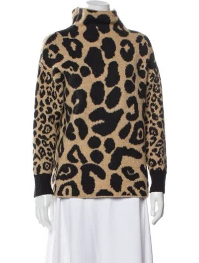 Pre-owned Stella Mccartney Animal Print Turtleneck Sweater In Brown