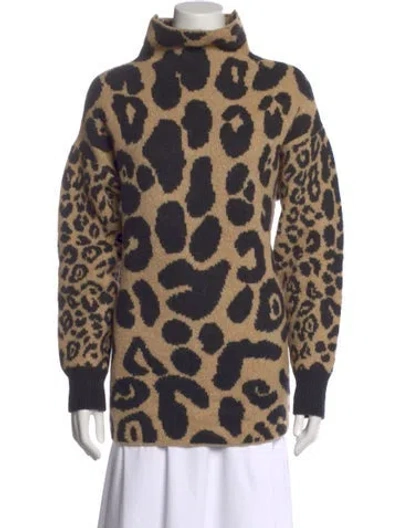 Pre-owned Stella Mccartney Animal Print Turtleneck Sweater In Neutral