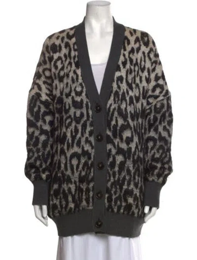 Pre-owned Stella Mccartney Animal Print V-neck Sweater In Black