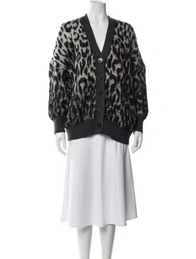 Pre-owned Stella Mccartney Animal Print V-neck Sweater In Blue