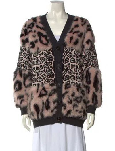 Pre-owned Stella Mccartney Animal Print V-neck Sweater In Pink