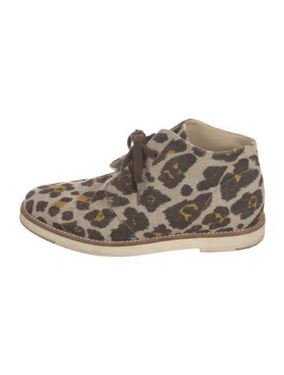 Pre-owned Stella Mccartney Animal Print Wedge Sneakers In Brown