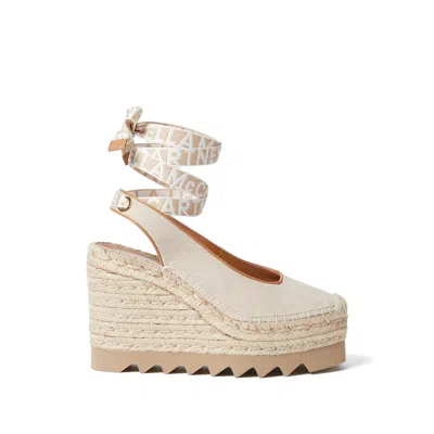 Stella Mccartney Ankle-ties Wedge Espadrilles In Neutral