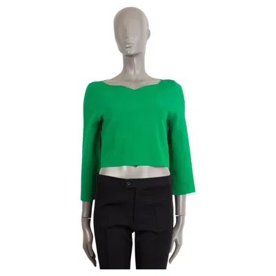 Pre-owned Stella Mccartney Apple Green Rayon Crop Top Shirt 44 L