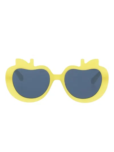 Stella Mccartney Kids' Apple-shaped Bio-acetate Sunglasses In Yellow