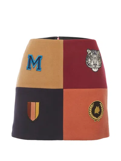 Pre-owned Stella Mccartney Appliqué Checker Mini Skirt In Neutral