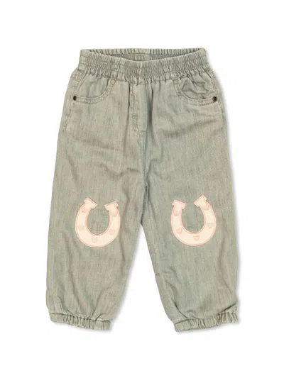 Stella Mccartney Babies' Appliqué-detail Cotton Jeans In Grey