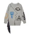 Stella Mccartney Stella Mc Cartney Folk Artwork Alpaca Sweater In Gray