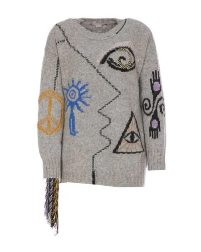 STELLA MCCARTNEY LUXURIOUS STELLA MCCARTNEY ART EMBROIDERED WOOL SWEATER FOR WOMEN