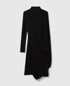 Stella Mccartney Black Asymmetric Midi Dress With High Neck And One Cape Sleeve