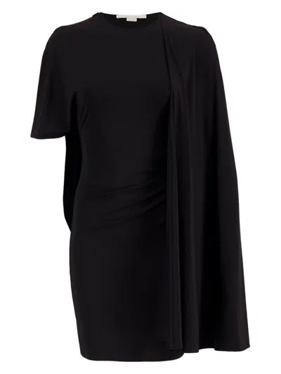 Stella Mccartney Mini Dress In Stretch Viscose With Asymmetric Design In Black
