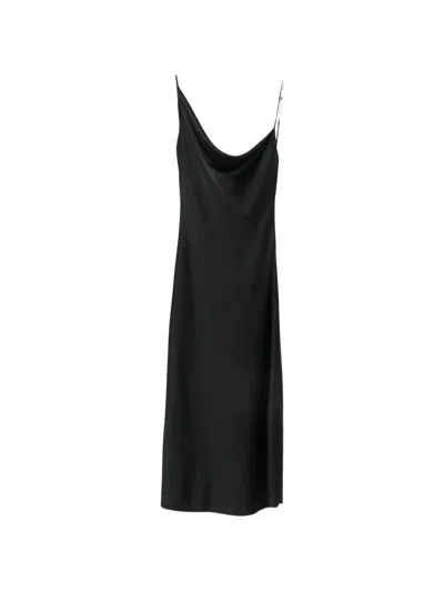 Stella Mccartney Asymmetric Cowl-neck Midi Dress In Black