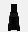 Stella Mccartney Asymmetric Bubble Knit And Shell Mini Dress In Black