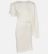 Stella Mccartney Asymmetric Draped Satin Midi Dress In White