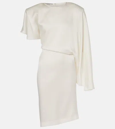 Stella Mccartney Asymmetric Draped Satin Midi Dress In White