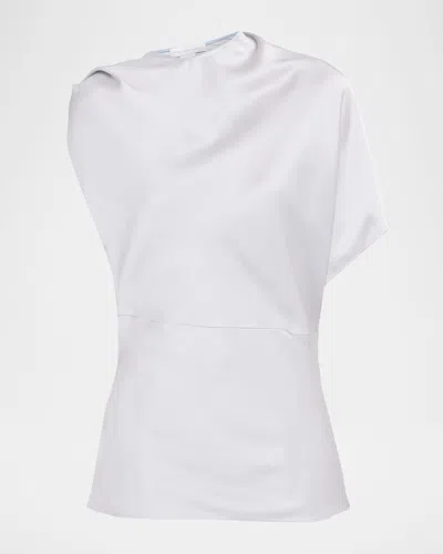 Stella Mccartney Asymmetric Drape Satin Top In Blue
