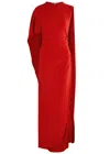 Stella Mccartney Draped Asymmetric Sleeve Gown In Red