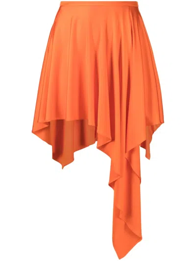 Stella Mccartney Asymmetric Jersey Mini Skirt In Orange