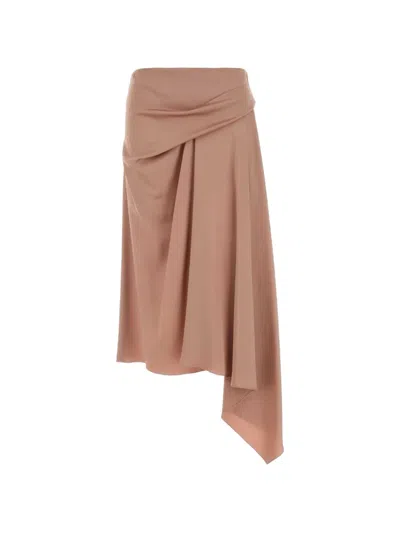 Stella Mccartney Satin Asymmetric High Waisted Midi Skirt In Pink