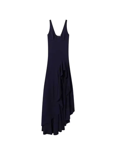 Stella Mccartney Asymmetric Dress With Ruffles In Blue