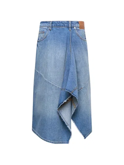 Stella Mccartney Asymmetric Frayed-edge Skirt In Blue