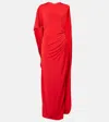 Stella Mccartney Draped Asymmetric Sleeve Gown In Red