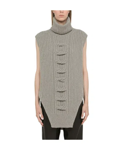 Stella Mccartney Asymmetric Hem Knitted Sleeveless Top In Gray