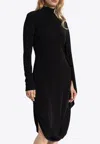 Stella Mccartney Asymmetric High-neck Midi Cape Dress In Black