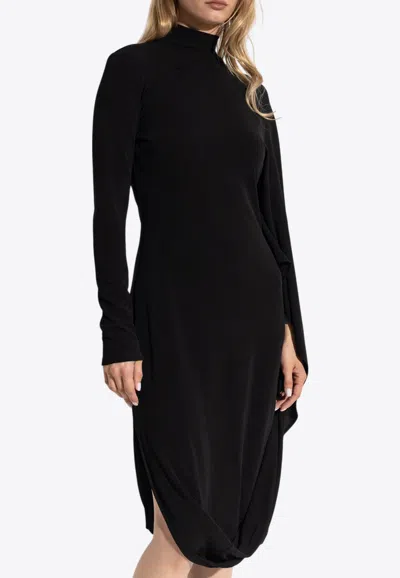 Stella Mccartney Asymmetric High-neck Midi Cape Dress In Black